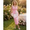 image:imageZESICA Womens Summer Floral Knitted Maxi Dress 2026 Spring Vacation Sleeveless Baby Shower Long Tank Bodycon Sweater DressesPink