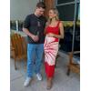 image:imageZESICA Womens Summer Floral Knitted Maxi Dress 2026 Spring Vacation Sleeveless Baby Shower Long Tank Bodycon Sweater DressesRed