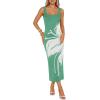 image:imageZESICA Womens Summer Floral Knitted Maxi Dress 2026 Spring Vacation Sleeveless Baby Shower Long Tank Bodycon Sweater DressesSagegreen