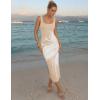 image:imageZESICA Womens Summer Floral Knitted Maxi Dress 2026 Spring Vacation Sleeveless Baby Shower Long Tank Bodycon Sweater DressesSand