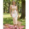 image:imageZESICA Womens Summer Floral Knitted Maxi Dress 2026 Spring Vacation Sleeveless Baby Shower Long Tank Bodycon Sweater DressesSand