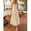 image:imageZESICA Womens Summer Sleeveless Midi Dress 2026 Square Neck Wedding Guest Beach Casual Flowy Long Dresses with PocketsApricot