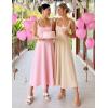 image:imageZESICA Womens Summer Sleeveless Midi Dress 2026 Square Neck Wedding Guest Beach Casual Flowy Long Dresses with PocketsApricot