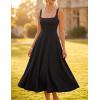 image:imageZESICA Womens Summer Sleeveless Midi Dress 2026 Square Neck Wedding Guest Beach Casual Flowy Long Dresses with PocketsBlack