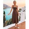 image:imageZESICA Womens Summer Sleeveless Midi Dress 2026 Square Neck Wedding Guest Beach Casual Flowy Long Dresses with PocketsBrown