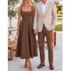 image:imageZESICA Womens Summer Sleeveless Midi Dress 2026 Square Neck Wedding Guest Beach Casual Flowy Long Dresses with PocketsBrown