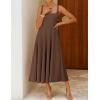 image:imageZESICA Womens Summer Sleeveless Midi Dress 2026 Square Neck Wedding Guest Beach Casual Flowy Long Dresses with PocketsBrown