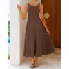 image:imageZESICA Womens Summer Sleeveless Midi Dress 2026 Square Neck Wedding Guest Beach Casual Flowy Long Dresses with PocketsBrown