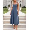 image:imageZESICA Womens Summer Sleeveless Midi Dress 2026 Square Neck Wedding Guest Beach Casual Flowy Long Dresses with PocketsDusty Blue