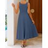 image:imageZESICA Womens Summer Sleeveless Midi Dress 2026 Square Neck Wedding Guest Beach Casual Flowy Long Dresses with PocketsDusty Blue