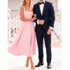 image:imageZESICA Womens Summer Sleeveless Midi Dress 2026 Square Neck Wedding Guest Beach Casual Flowy Long Dresses with PocketsPink