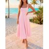 image:imageZESICA Womens Summer Sleeveless Midi Dress 2026 Square Neck Wedding Guest Beach Casual Flowy Long Dresses with PocketsPink
