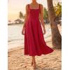 image:imageZESICA Womens Summer Sleeveless Midi Dress 2026 Square Neck Wedding Guest Beach Casual Flowy Long Dresses with PocketsRed