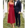 image:imageZESICA Womens Summer Sleeveless Midi Dress 2026 Square Neck Wedding Guest Beach Casual Flowy Long Dresses with PocketsRed