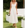 image:imageZESICA Womens Summer Sleeveless Midi Dress 2026 Square Neck Wedding Guest Beach Casual Flowy Long Dresses with PocketsWhite