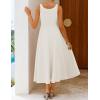 image:imageZESICA Womens Summer Sleeveless Midi Dress 2026 Square Neck Wedding Guest Beach Casual Flowy Long Dresses with PocketsWhite