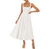 image:imageZESICA Womens Summer Sleeveless Midi Dress 2026 Square Neck Wedding Guest Beach Casual Flowy Long Dresses with PocketsWhite