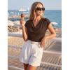 image:imageZESICA Womens Summer Short Sleeve Business Casual Tops 2026 Cowl Neck Knit Shirts Spring Work Dressy BlousesCoffee