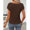 image:imageZESICA Womens Summer Short Sleeve Business Casual Tops 2026 Cowl Neck Knit Shirts Spring Work Dressy BlousesCoffee