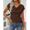 image:imageZESICA Womens Summer Short Sleeve Business Casual Tops 2026 Cowl Neck Knit Shirts Spring Work Dressy BlousesCoffee