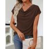 image:imageZESICA Womens Summer Short Sleeve Business Casual Tops 2026 Cowl Neck Knit Shirts Spring Work Dressy BlousesCoffee