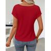 image:imageZESICA Womens Summer Short Sleeve Business Casual Tops 2026 Cowl Neck Knit Shirts Spring Work Dressy BlousesRed