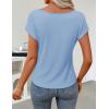 image:imageZESICA Womens Summer Short Sleeve Business Casual Tops 2026 Cowl Neck Knit Shirts Spring Work Dressy BlousesSkyblue