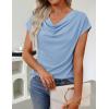 image:imageZESICA Womens Summer Short Sleeve Business Casual Tops 2026 Cowl Neck Knit Shirts Spring Work Dressy BlousesSkyblue