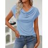 image:imageZESICA Womens Summer Short Sleeve Business Casual Tops 2026 Cowl Neck Knit Shirts Spring Work Dressy BlousesSkyblue