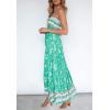image:imageZESICA Womens Summer Boho Strapless Maxi Dress 2026 Casual Off Shoulder Smocked Flowy A Line Beach Holiday Long DressesAqua