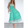 image:imageZESICA Womens Summer Boho Strapless Maxi Dress 2026 Casual Off Shoulder Smocked Flowy A Line Beach Holiday Long DressesAqua