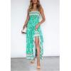 image:imageZESICA Womens Summer Boho Strapless Maxi Dress 2026 Casual Off Shoulder Smocked Flowy A Line Beach Holiday Long DressesAqua