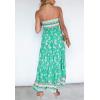 image:imageZESICA Womens Summer Boho Strapless Maxi Dress 2026 Casual Off Shoulder Smocked Flowy A Line Beach Holiday Long DressesAqua