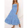 image:imageZESICA Womens Summer Boho Strapless Maxi Dress 2026 Casual Off Shoulder Smocked Flowy A Line Beach Holiday Long DressesBlue