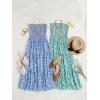 image:imageZESICA Womens Summer Boho Strapless Maxi Dress 2026 Casual Off Shoulder Smocked Flowy A Line Beach Holiday Long DressesBlue