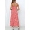 image:imageZESICA Womens Summer Boho Strapless Maxi Dress 2026 Casual Off Shoulder Smocked Flowy A Line Beach Holiday Long DressesCoralpink