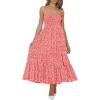 image:imageZESICA Womens Summer Boho Strapless Maxi Dress 2026 Casual Off Shoulder Smocked Flowy A Line Beach Holiday Long DressesCoralpink