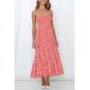 image:imageZESICA Womens Summer Boho Strapless Maxi Dress 2026 Casual Off Shoulder Smocked Flowy A Line Beach Holiday Long DressesCoralpink