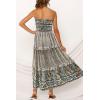image:imageZESICA Womens Summer Boho Strapless Maxi Dress 2026 Casual Off Shoulder Smocked Flowy A Line Beach Holiday Long DressesCream
