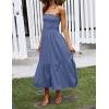 image:imageZESICA Womens Summer Boho Strapless Maxi Dress 2026 Casual Off Shoulder Smocked Flowy A Line Beach Holiday Long DressesDustyblue