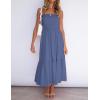 image:imageZESICA Womens Summer Boho Strapless Maxi Dress 2026 Casual Off Shoulder Smocked Flowy A Line Beach Holiday Long DressesDustyblue