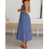 image:imageZESICA Womens Summer Boho Strapless Maxi Dress 2026 Casual Off Shoulder Smocked Flowy A Line Beach Holiday Long DressesDustyblue