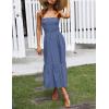 image:imageZESICA Womens Summer Boho Strapless Maxi Dress 2026 Casual Off Shoulder Smocked Flowy A Line Beach Holiday Long DressesDustyblue