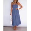 image:imageZESICA Womens Summer Boho Strapless Maxi Dress 2026 Casual Off Shoulder Smocked Flowy A Line Beach Holiday Long DressesDustyblue