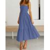 image:imageZESICA Womens Summer Boho Strapless Maxi Dress 2026 Casual Off Shoulder Smocked Flowy A Line Beach Holiday Long DressesDustyblue
