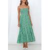 image:imageZESICA Womens Summer Boho Strapless Maxi Dress 2026 Casual Off Shoulder Smocked Flowy A Line Beach Holiday Long DressesGreen
