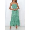 image:imageZESICA Womens Summer Boho Strapless Maxi Dress 2026 Casual Off Shoulder Smocked Flowy A Line Beach Holiday Long DressesGreen
