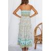 image:imageZESICA Womens Summer Boho Strapless Maxi Dress 2026 Casual Off Shoulder Smocked Flowy A Line Beach Holiday Long DressesLight Green