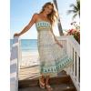 image:imageZESICA Womens Summer Boho Strapless Maxi Dress 2026 Casual Off Shoulder Smocked Flowy A Line Beach Holiday Long DressesLight Green