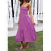 image:imageZESICA Womens Summer Boho Strapless Maxi Dress 2026 Casual Off Shoulder Smocked Flowy A Line Beach Holiday Long DressesPurple